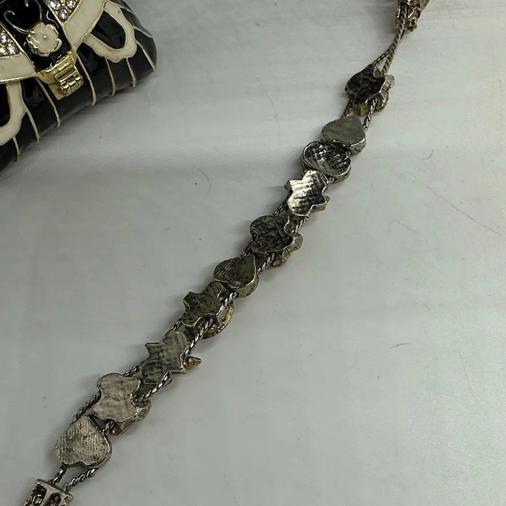 Vintage Sliding Charm Gold Bracelet with Twelve Charms